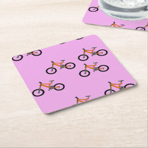 Dessous-de-verre Carré En Papier Vélos motif sur rose