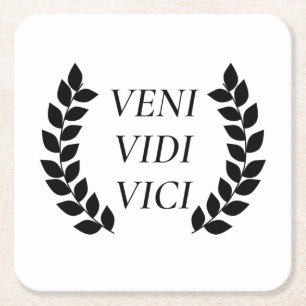 Dessous-de-verre Carré En Papier Veni Vidi Vici Je Suis Venu J'Ai Vu J'Ai Conquis