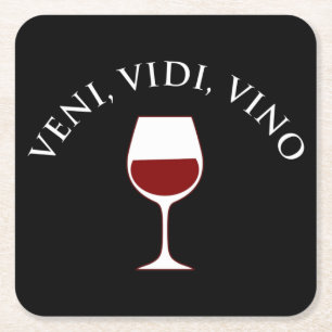 Dessous-de-verre Carré En Papier Veni, Vidi, Vino Funny Vine Lover Latin Phrase