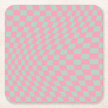 Dessous-de-verre Carré En Papier Vérifier Motif Mint Vert Et Rose Checkerboard<br><div class="desc">Retro À damiers motif - menthe vert et rose tordu chèque / ondulé et dépoli damier.</div>