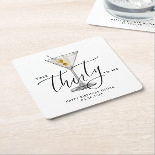 Dessous-de-verre Carré En Papier Verre à Martini « Talk Thirty to Me » 30e Moderne