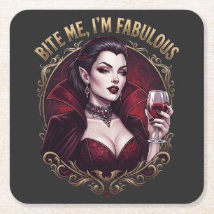 Dessous-de-verre Carré En Papier Verre à vin gothique vampire fabuleux Con