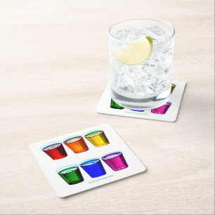 Dessous-de-verre Carré En Papier Verres à shot de SlipperyJoe's six tasses disposée