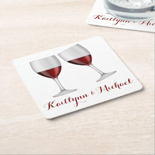 Dessous-de-verre Carré En Papier Verrres à Champagne Vin Rouge de Bourgogne Mariage