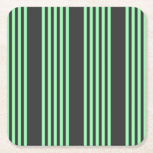Dessous-de-verre Carré En Papier Vert et charbon de bois cinq bandes motif