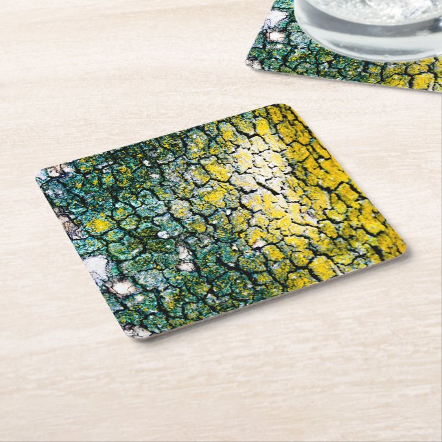 Dessous-de-verre Carré En Papier Vert jaune (Incliné)