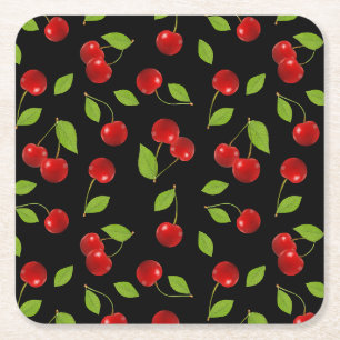 Dessous-de-verre Carré En Papier Very Cherry Coaster  - sur fond noir