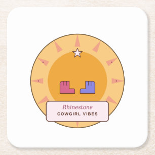 Dessous-de-verre Carré En Papier Vibes de Cowgirl Pailletée Explosion de Soleil R