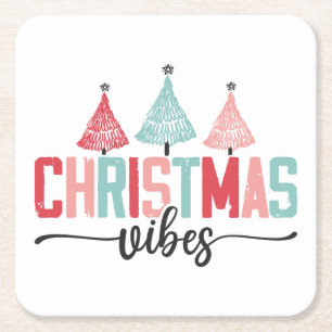Dessous-de-verre Carré En Papier Vibes de Noël - Festive Tree Design