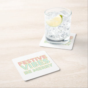 Dessous-de-verre Carré En Papier Vibes festives colorées modernes Soyez joyeux