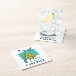 Dessous-de-verre Carré En Papier Vibes Tropicales Hawaï Île du Paradis