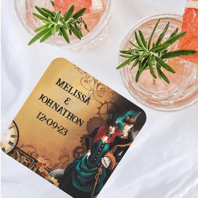 Dessous-de-verre Carré En Papier Victorian Steampunk Elegance Mariage (Créateur téléchargé)