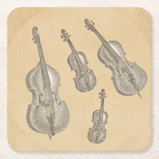 Dessous-de-verre Carré En Papier Vieux dessins au trait ficelés d'instruments