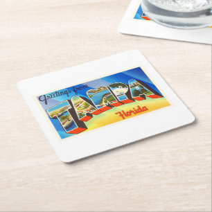 Dessous-de-verre Carré En Papier Vieux souvenir de Vintage voyage de Tampa la