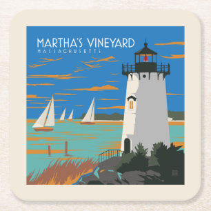 Dessous-de-verre Carré En Papier Vignoble de Martha, Massachusetts Phare