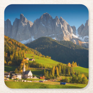 Dessous-de-verre Carré En Papier Village de dolomites dans des dessous de verre de