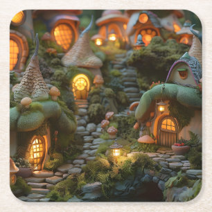 Dessous-de-verre Carré En Papier Village de Gnome