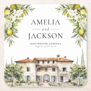 Dessous-de-verre Carré En Papier Villas italiennes Lemons & Olives