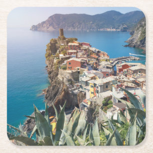 Dessous-de-verre Carré En Papier Ville de Vernazza dans le Cinque Terre
