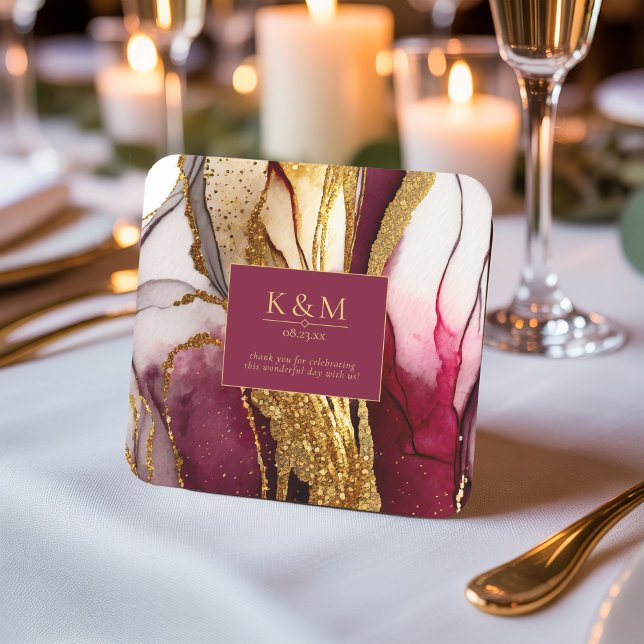 Dessous-de-verre Carré En Papier Vin rouge Mariage Abstrait Sparkling ID1018 (Créateur téléchargé)