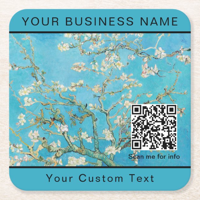 Dessous-de-verre Carré En Papier Vincent Van Gogh - Almond Blossom QR Code (Devant)