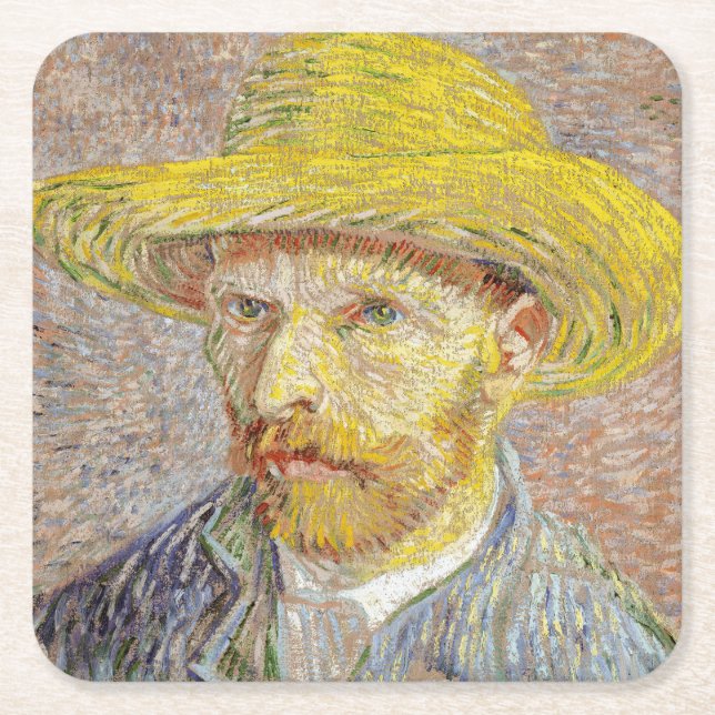 Dessous-de-verre Carré En Papier Vincent van Gogh - Autoportrait avec Casquette de  (Devant)