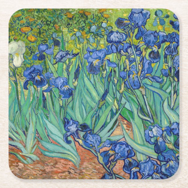 Dessous-de-verre Carré En Papier Vincent Van Gogh - Irises (Devant)