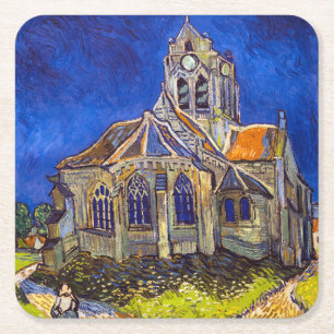 Dessous-de-verre Carré En Papier Vincent van Gogh - L'église d'Auvers-sur-Oise