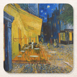 Dessous-de-verre Carré En Papier Vincent van Gogh - Terrasse de café la nuit