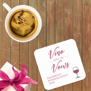 Dessous-de-verre Carré En Papier Vino Avant La Fête des mariées Vows/Bachelorette