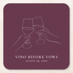 Dessous-de-verre Carré En Papier Vino avant Voeux Élégante Fête de Mariée