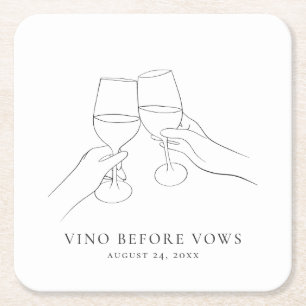 Dessous-de-verre Carré En Papier Vino avant Vœux Réception de mariage chic au vin