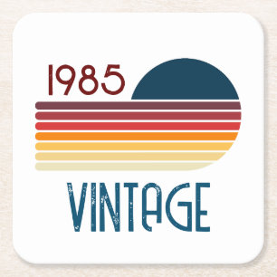 Dessous-de-verre Carré En Papier Vintage 1985 Retro Stripe Sun