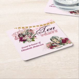 Dessous-de-verre Carré En Papier Vintage Alice au Pays des merveilles Tea Party