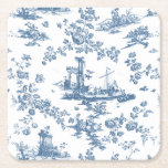 Dessous-de-verre Carré En Papier Vintage Anglais Floral Toile de Jouy-Blue<br><div class="desc">Belle toile de jouy sans soudure motif adaptée d'un modèle anglais gravé par John Munns vers 1770 avec ruines classiques,  port maritime,  berger et guirlandes florales. Bleu sur arrière - plan blanc.</div>