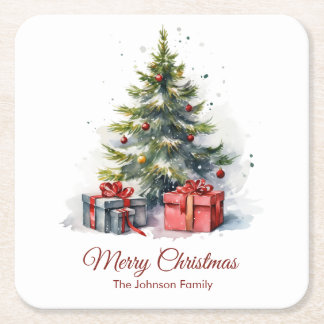 Dessous-de-verre Carré En Papier Vintage Christmas Tree Coaster