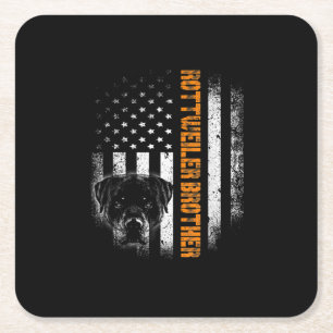Dessous-de-verre Carré En Papier Vintage Drapeau drôle Chien Rottweiler Brother Mei