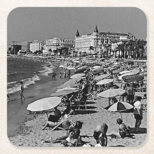 Dessous-de-verre Carré En Papier Vintage France Cannes la plage