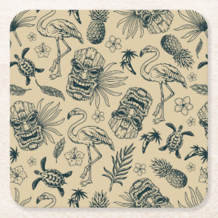 Dessous-de-verre Carré En Papier Vintage Motif tropical
