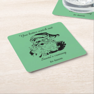 Dessous-de-verre Carré En Papier Vintage Père Noël venir en ville