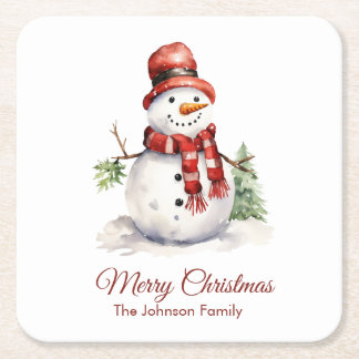 Dessous-de-verre Carré En Papier Vintage Snowman Coaster