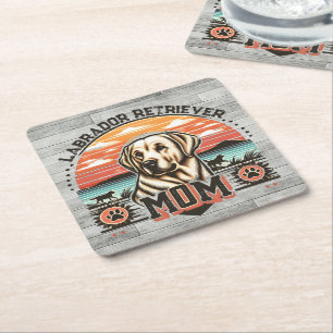 Dessous-de-verre Carré En Papier Vintage Sunset Serenity Labrador Retriever Chien M