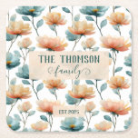 Dessous-de-verre Carré En Papier Vintage Watercolor Floral Family Heritage<br><div class="desc">Soft spring florals arranged in a refined vintage composition bring a sense of warmth, heritage, and timeless beauty to this design. Inspired by antique botanical prints, the gentle color palette and flowing floral forms create an elegant atmosphere that celebrates family, love, and meaningful moments. With the option to personalize the...</div>