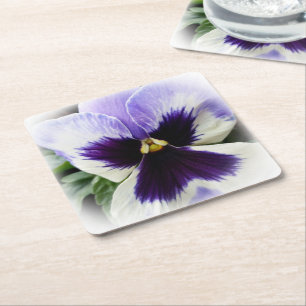 Dessous-de-verre Carré En Papier violet profond sur blanc