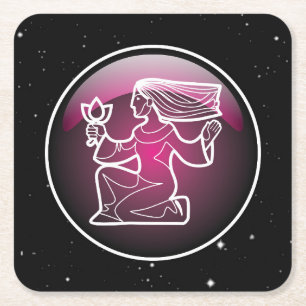 Dessous-de-verre Carré En Papier Virgo violet Zodiac