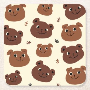 Dessous-de-verre Carré En Papier Visage drôle d'ours