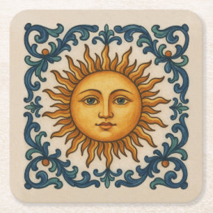 Dessous-de-verre Carré En Papier Visage solaire
