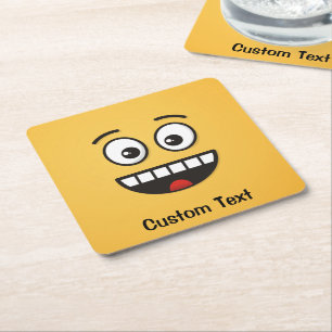 Dessous-de-verre Carré En Papier Visage souriant avec Dessous de verre papier Carré