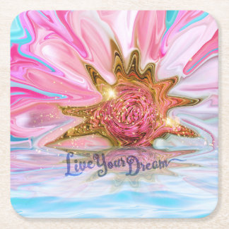 Dessous-de-verre Carré En Papier Vivez votre rêve - Rose Flower power