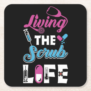Dessous-de-verre Carré En Papier Vivre La Vie Scrub - Cadeau Stethoscope